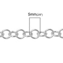 2 meters (about 6 feet) Silver ALUMINUM Round Cable Link Chain, Rolo Chain, 5mm links  fch0305