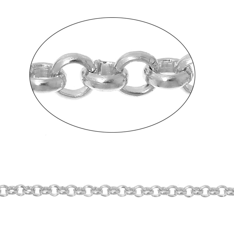 2 meters (about 6 feet) Silver ALUMINUM Round Cable Link Chain, Rolo Chain, 6mm links  fch0306