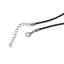 5 BLACK Cowhide Leather Cord Necklaces with Lobster Clasps, Wrap Bracelet, 48" with extender chain 2mm thick, cor0082