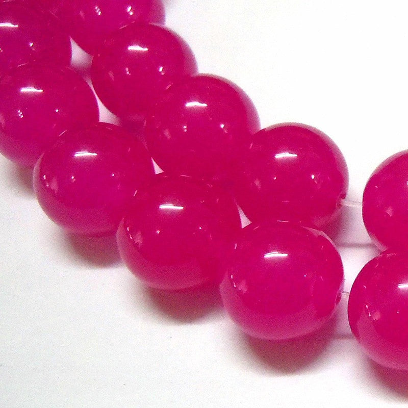 10mm RASPBERRY PINK Magenta Round Dyed Jade Gemstone Beads . 15.5" strand . about 41 beads gjd0121