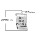 2 We The People Scroll Silver Charm Pendants, Bill of Rights, US Constitution,  chs2133