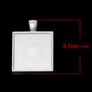 5 Bright Silver Plated Metal Pendant Tray, bezel tray, fits 1" square inside 38mm x 27mm chs2137