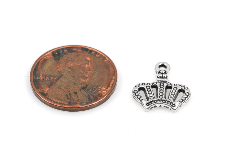 10 CROWN Charm Pendants, Princess Crown, King's Crown, Queen's Crown, Antique Silver chs2124