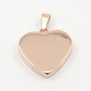 1 ROSE GOLD Stainless Steel HEART Metal Stamping Blank Charm Pendant with Bail, 22mm wide (7/8"), very thick gauge msb0294