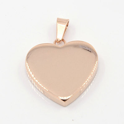 1 ROSE GOLD Stainless Steel HEART Metal Stamping Blank Charm Pendant with Bail, 22mm wide (7/8"), very thick gauge msb0294