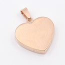 1 ROSE GOLD Stainless Steel HEART Metal Stamping Blank Charm Pendant with Bail, 22mm wide (7/8"), very thick gauge msb0294