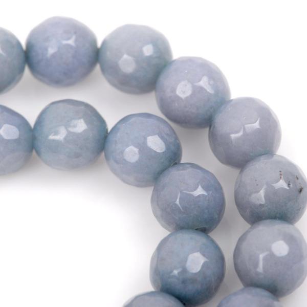 12mm Round Faceted Slate BLUE GREY JADE Gemstone Beads, full strand gjd0122