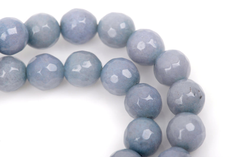 8mm Round Faceted Slate BLUE GREY JADE Gemstone Beads, full strand gjd0124