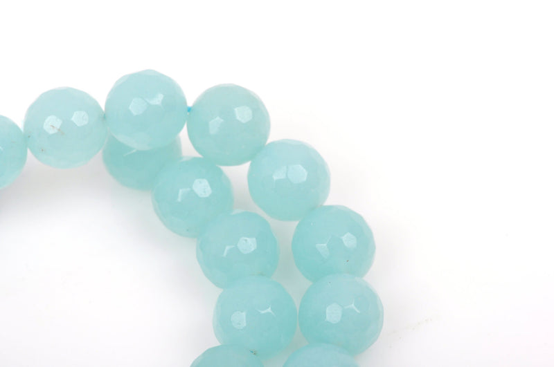 12mm Round Faceted ICE BLUE JADE Gemstone Beads, full strand, about 31 beads, gjd0126