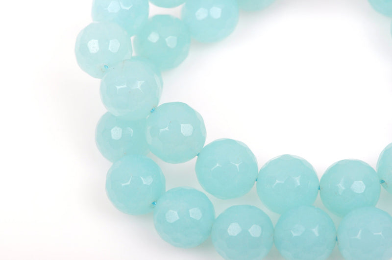 12mm Round Faceted ICE BLUE JADE Gemstone Beads, full strand, about 31 beads, gjd0126