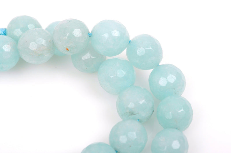8mm Round Faceted ICE BLUE JADE Gemstone Beads, full strand gjd0128