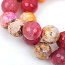 12mm Round Faceted STRAWBERRY SHORTCAKE AGATE Gemstone Beads, full strand, gag0201