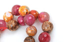 12mm Round Faceted STRAWBERRY SHORTCAKE AGATE Gemstone Beads, full strand, gag0201