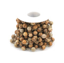 13 feet PICTURE JASPER GEMSTONE Rosary Chain, antique gold, 8mm round gemstone beads, fch0316b