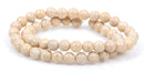 8mm Round WHITE FOSSIL STONE Beads Smooth full strand, Natural Gemstones Gaf0005