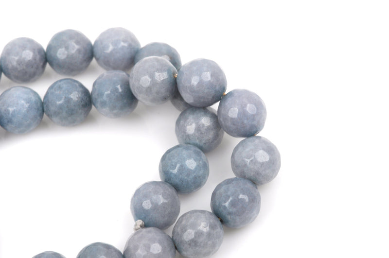 8mm Round Faceted Slate BLUE GREY JADE Gemstone Beads, full strand gjd0124