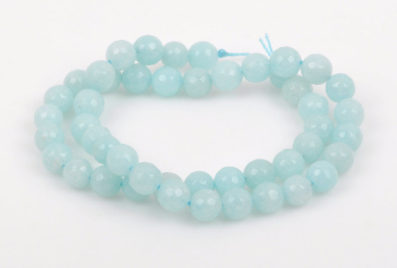8mm Round Faceted ICE BLUE JADE Gemstone Beads, full strand gjd0128