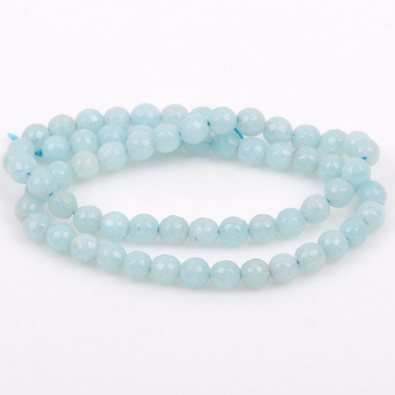 6mm Round ICE BLUE JADE Gemstone Beads, Faceted, full strand gjd0129
