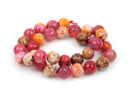 12mm Round Faceted STRAWBERRY SHORTCAKE AGATE Gemstone Beads, full strand, gag0201