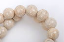 10mm Round WHITE FOSSIL STONE Beads, non-faceted, full strand, Natural Gemstones Gaf0004