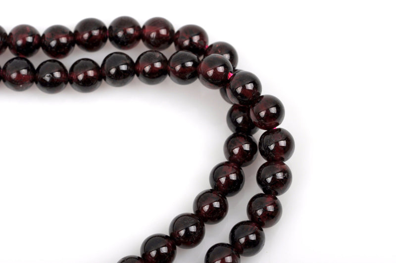 8mm Round Dark RED GARNET Beads, FULL strand, about 50 beads gga0010