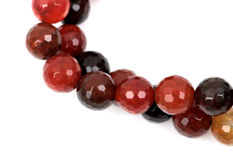 8mm Round Faceted PUMPKIN SPICE Agate Beads, Natural Gemstones, full strand, gag0203