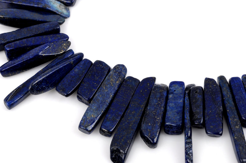 Blue LAPIS LAZULI Gemstone Stick Beads, 1" to 1-3/4" polished natural gemstone, full strand, about 65 beads,  gla0009