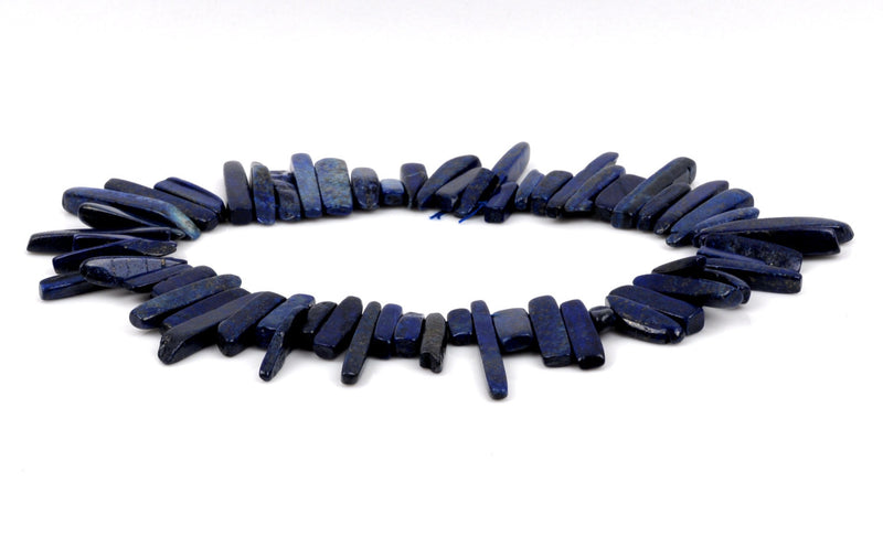 Blue LAPIS LAZULI Gemstone Stick Beads, 1" to 1-3/4" polished natural gemstone, full strand, about 65 beads,  gla0009