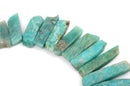 Blue Green AMAZONITE Gemstone Stick Beads, 3/4" to 1-3/4" polished natural gemstone, full strand, about 35-36 beads,  gaz0009