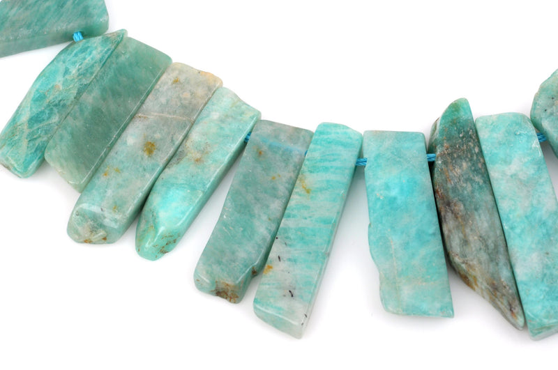 Blue Green AMAZONITE Gemstone Stick Beads, 3/4" to 1-3/4" polished natural gemstone, full strand, about 35-36 beads,  gaz0009