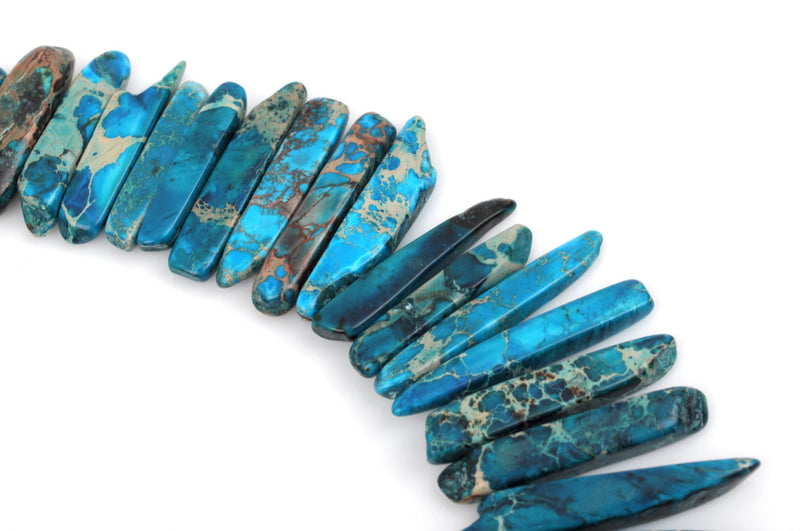Turquoise Blue AQUA TERRA JASPER Gemstone Stick Beads, 7/8" to 2-1/8" gemstone, full strand, about 65 beads,  gja0086
