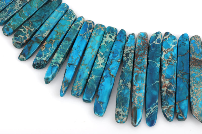 Turquoise Blue AQUA TERRA JASPER Gemstone Stick Beads, 7/8" to 2-1/8" gemstone, full strand, about 65 beads,  gja0086