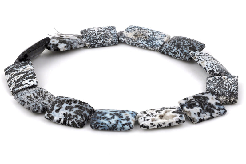 32x24mm Rectangle SNOWFLAKE AGATE Beads, black and white Natural Gemstones, full strand, gag0206