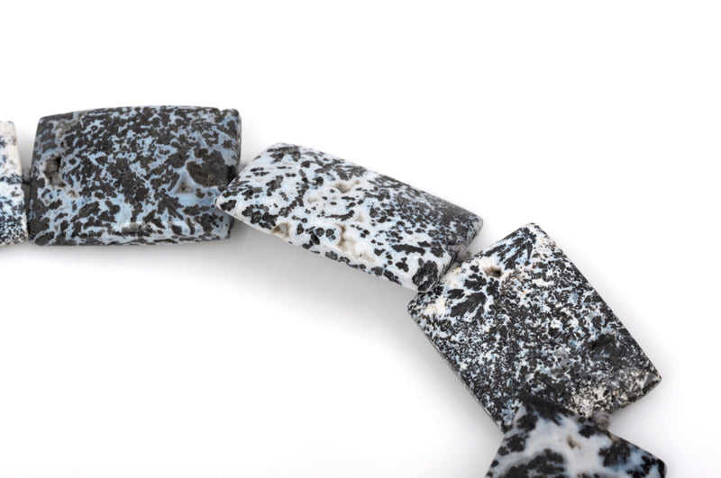 32x24mm Rectangle SNOWFLAKE AGATE Beads, black and white Natural Gemstones, full strand, gag0206