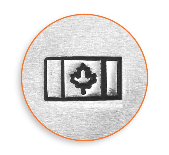 CANADIAN FLAG Shape Metal Design Stamp, 6mm, ImpressArt, outline stamps, Canada flag, tol0438