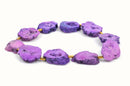 9 Large PURPLE DRUZY Natural GEMSTONE Quartz Geode Beads, Flat Round Slabs, beads are 1-3/4" - 2", Rainbow Plated Crystals, gdz0146