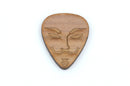 1 Villian FACE with MUSTACHE Guitar Pick, Laser Cut Cabochon, Laser Engraved Wood, Brooch Supplies, Sustainable Wood Supplies, lcw0015