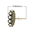 10 Antiqued Bronze Metal POST Earrings for Cabochons  (5 pairs)  fits round 14mm cabochons, scalloped bezel, fin0489