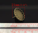 10 Antiqued Bronze Metal POST Earrings for Cabochons  (5 pairs)  fits round 20mm cabochons, scalloped bezel, fin0491