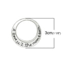 10 I Love You 2 the Moon and Back Pendant Charms, large circle charms, silver tone metal, 1-1/8" diameter chs2181