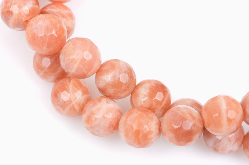 8mm PEACH MOONSTONE Round Beads, faceted gemstones, full strand, gmo0002