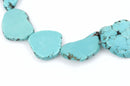 TURQUOISE BLUE HOWLITE Slab Shape Gemstone Beads, magnesite, about 3/4" to 1" full strand, about 17-19 beads, how0425