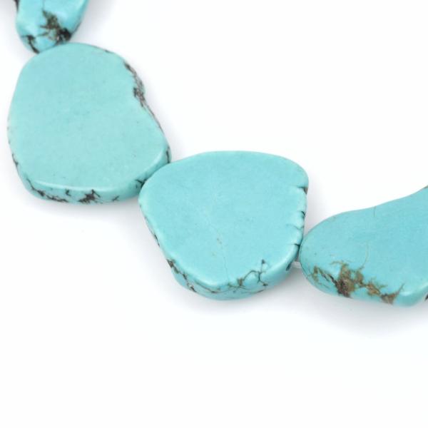 TURQUOISE BLUE HOWLITE Slab Shape Gemstone Beads, magnesite, 1" to 1-1/2" full strand, about 12-13 beads, how0397