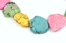 MIXED COLORS HOWLITE Slab Shape Gemstone Beads, magnesite, about 1" to 1-1/4" full strand, about 15-17 beads, how0402