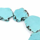 TURQUOISE BLUE HOWLITE Slab Shape Gemstone Beads, magnesite, 1" to 1-1/2" full strand, about 12-13 beads, how0397