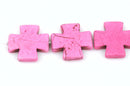 35mm PINK MALTESE Cross Beads, Magnesite Howlite, full strand, 11 beads  how0405