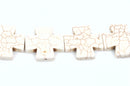 35mm WHITE MALTESE Cross Beads, Magnesite Howlite, full strand, 11 beads  how0406