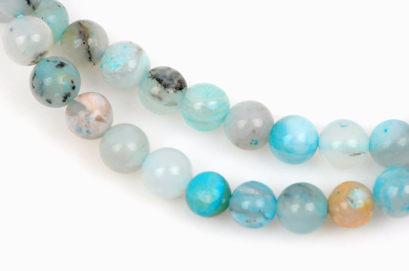 5mm BLUE PERUVIAN OPAL Gemstone Beads Round, full strand, gop0012