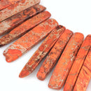 Orange AQUA TERRA JASPER Gemstone Stick Beads, 7/8" to 2" gemstone, full strand, about 65 beads,  gja0093