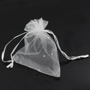 50 Organza Gift Bags, white with silver rainbow dots, 11.5cm x 9.5cm (4-1/2" x 3-3/4)  bag0007